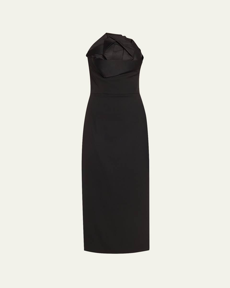 Strapless Oversized Satin Rose Wool Gown
